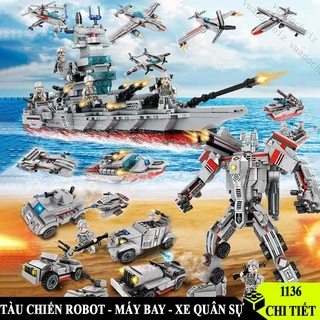 Đồ chơi lắp ghép Tàu Chiến TC1136 Chi Tiết Lắp Ráp Mô Hình Tàu Chiến Hạm Robot Máy Bay Chiến Đấu