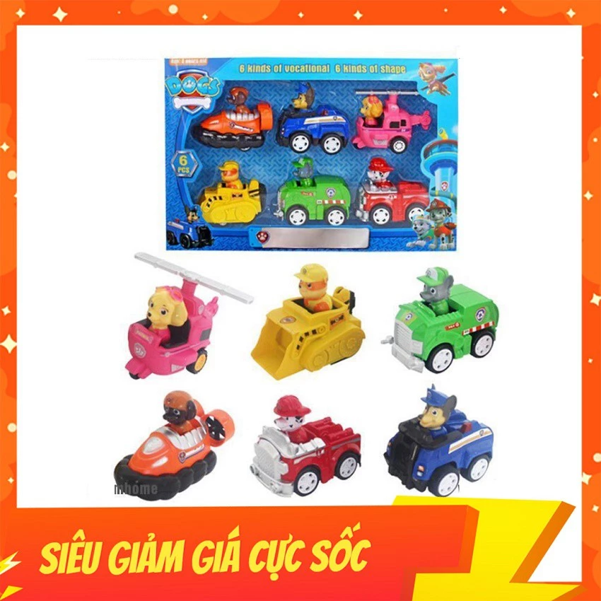 Đồ Chơi Đội Chó Cứu Hộ Cao Cấp Gồm 6 Nhân Vật, Chạy Đà Cót, Mô Phỏng Các Nhân Vật Trong Phim Hoạt Hình