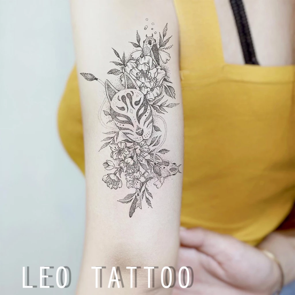 [Loại Ngắn Ngày] Hình Xăm Dán Chống Nước Mặt Nạ Nhật Chụp Ảnh, Đóng Phim, Dễ Dàng Tẩy Xóa - Dùng 2-5 Ngày (21x11cm)