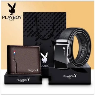 Bộ quà tặng ví khuy bấm + thắt lưng PLAYBOY cao cấp - túi hộp như hình phù hợp làm quà tặng