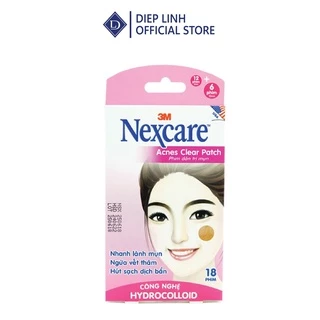 Miếng dán mụn Nexcare 3M hộp 18 miếng (12 miếng 8mm, 6 miếng 12mm) - Siêu mỏng, không thấm nước, mờ thâm BBC