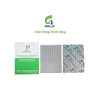 Kim châm cứu Khánh Phong vô trùng dùng 1 lần cán đồng-Chính hãng Khánh Phong - Hộp vỉ 10 gồm 100 kim