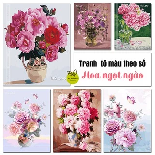 Tranh tô màu theo số, tranh số hóa, tranh tô màu số hóa Madoca - HOA NGỌT NGÀO kích thước 40x50cm (có khung)