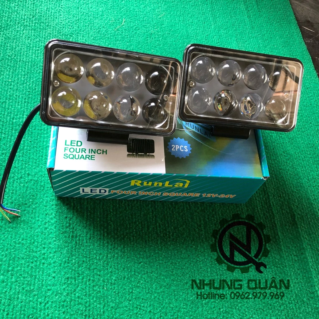 1 ĐÔI Đèn Led 8 Mắt Runlai Siêu bền Siêu Sáng, sử dụng chung điện 12v và 24v