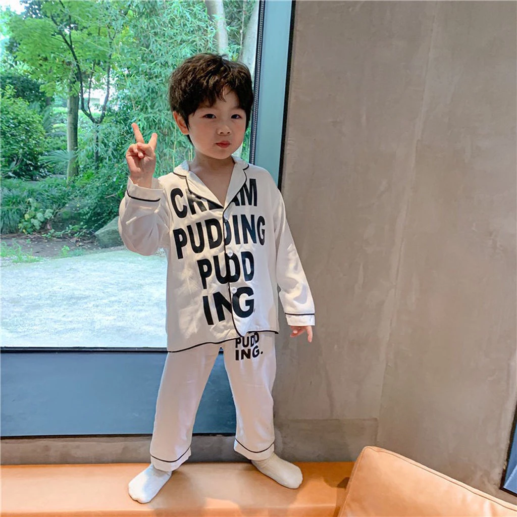 Bộ Pijama lụa dài tay in chữ cho bé LILA KIDS, Bộ đồ ngủ dài tay cho bé trai và bé gái từ 6-28kg