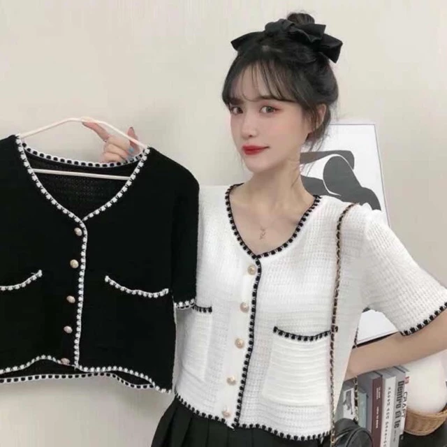 ⛔️CropTop Gân Phối Viền Tay Ngắn🧚