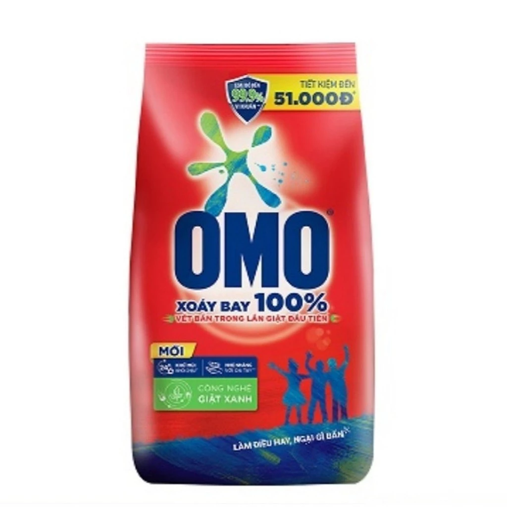 Túi Bột giặt OMO xoáy bay 100% vết bẩn công nghệ xanh 2,9kg