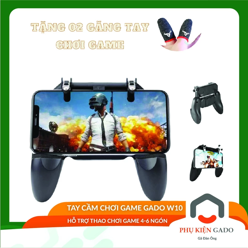 Tay cầm game nút chơi game W10 có nút bắn cho điện thoại Pubg, Ros, Free Fire Controller