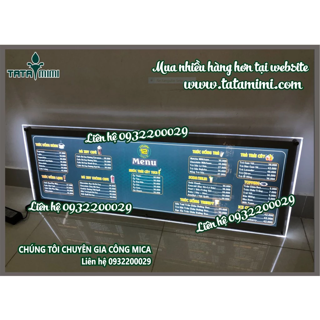 Biển menu Led trà sữa- MENULED60X40CM