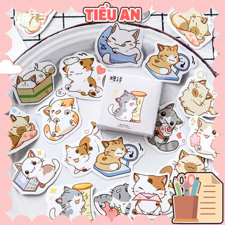 Bộ sticker/ Hình dán Họa Tiết Hình Mèo Chibi (45 Hình)