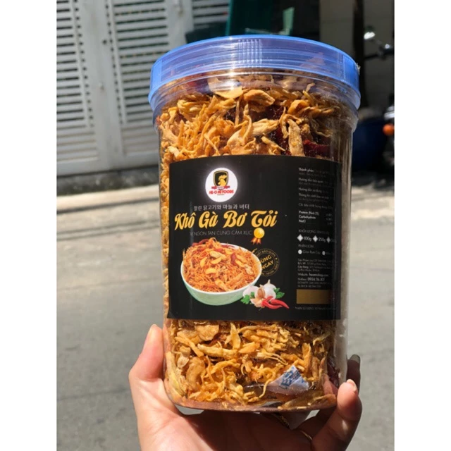 Hũ 500g KHÔ GÀ BƠ TỎI GIÒN CAY Loại 1 Ngon Hảo Hạng