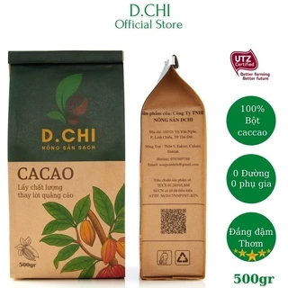 Bột cacao nguyên chất 100% D.CHI- Dòng thượng hạng - Gu đậm đà thơm, Không đường - Chuẩn UTZ xuất khẩu 500gr