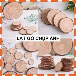 Lát gỗ tròn chụp ảnh, miếng gỗ vân tròn phụ kiện trang trí chụp ảnh - DiTu Decor