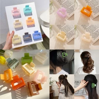 【QM】 Kẹp tóc nhựa hình chữ nhật đơn giản thời trang cho nữ （Hairclips）