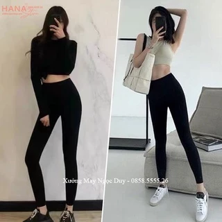 Quần Legging dài nữ cạp cao nâng mông vải cotton dày mỏng quần tregging nữ trơn ôm tập gym yoga ở nhà 505