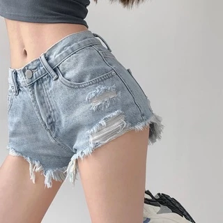 Quần Short Jeans Lưng Cao Ống Rộng Thời Trang Cho Nữ