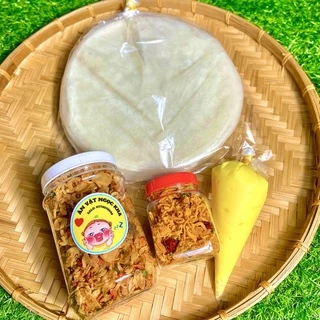 Combo size lớn: Bánh tráng phơi sương + Muối ruốc hành phi + Bơ béo