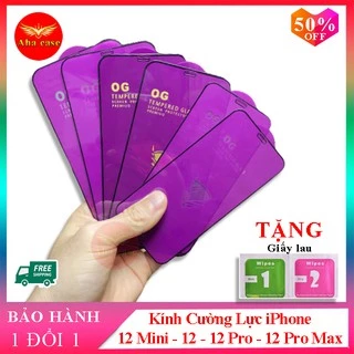 Kính cường lực iPhone 12 mini, 12, 12 Pro, cường lực ip 12 Pro max Full màn + Tặng kèm bộ giấy lau