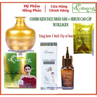 Combo kem Face Nhân Sâm+Serum Cao Cấp xóa bỏ mụn nám tàn nhan Chính Hãng N COLLAGEN - tri ân Đẹp HÀNG CHUẨN