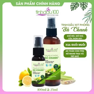 Xịt phòng sả chanh Tinh Dầu 100, tinh dầu đuổi muỗi, khử mùi, thơm phòng, an toàn cho bé và mẹ bầu