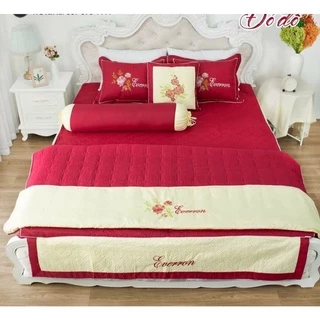 Bộ chăn ga gối cưới 7 món cotton satin cao cấp đủ kích thước 1m6, 1m8 sang trọng thoáng mát