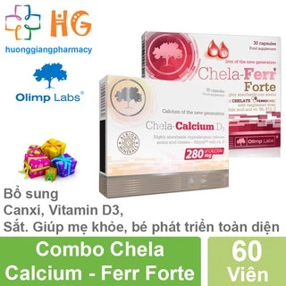 Combo Chela Calcium - Chela Ferr Forte - Bổ sung Canxi, Sắt, D3, C, B6, B12, Iron. Giúp mẹ khỏe, bé phát triển toàn diện