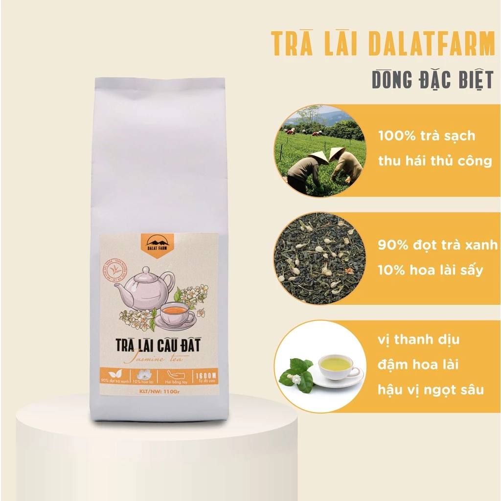 Trà Lài Cầu Đất Dalat Farm Loại Đặc Biệt - Túi thiếc 110Gr