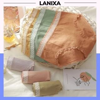 Quần Lót Nữ cotton kháng khuẩn khử mùi tôn dáng cạp chấm bi gợi cảm, Quần chíp nữ ren viền cao cấp LANIXA