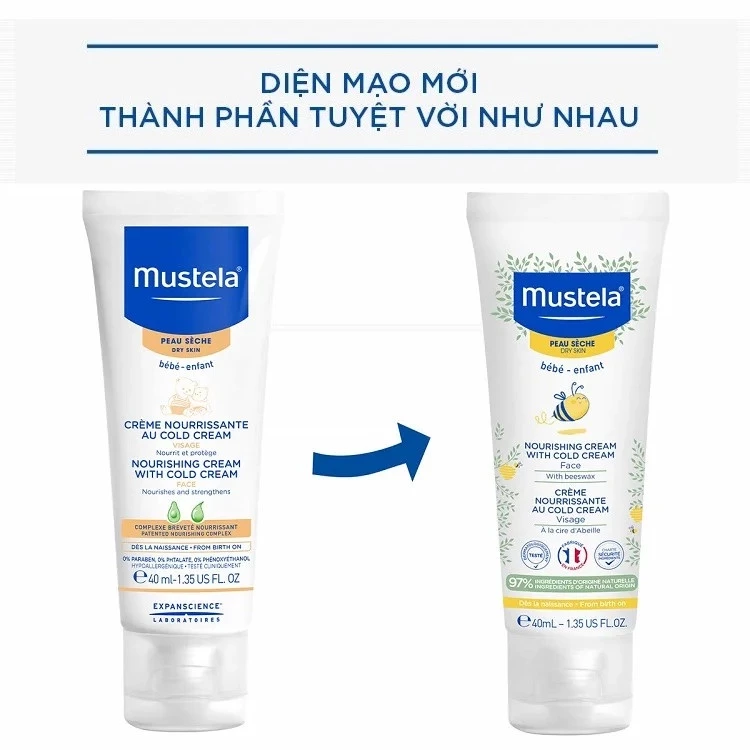 Kem Dưỡng Da Mặt Cho Trẻ Sơ Sinh & Em Bé Da Khô Mustela Nourishing Cream With Cold Cream 40ml