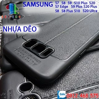 Ốp lưng Samsung Galaxy S7, S7 Edge, S8, S9, S10 Plus, S10 Lite, S20 Ultra nhựa dẻo - Vân da A - Chống sốc