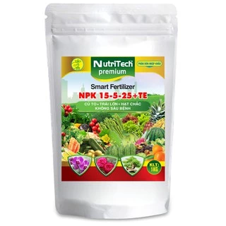 Phân bón NPK 15-5-25+TE NutriTech Premium (1 kg) - thích hợp nhất cho giai đoạn trái sắp chín , cây ăn qả-củ