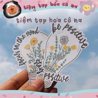 Bộ 2 Sticker / hình dán Flowers in Light-Bulb / Quotes-sticker chống nước,trang trí laptop,điện thoại-tiemtaphoacona