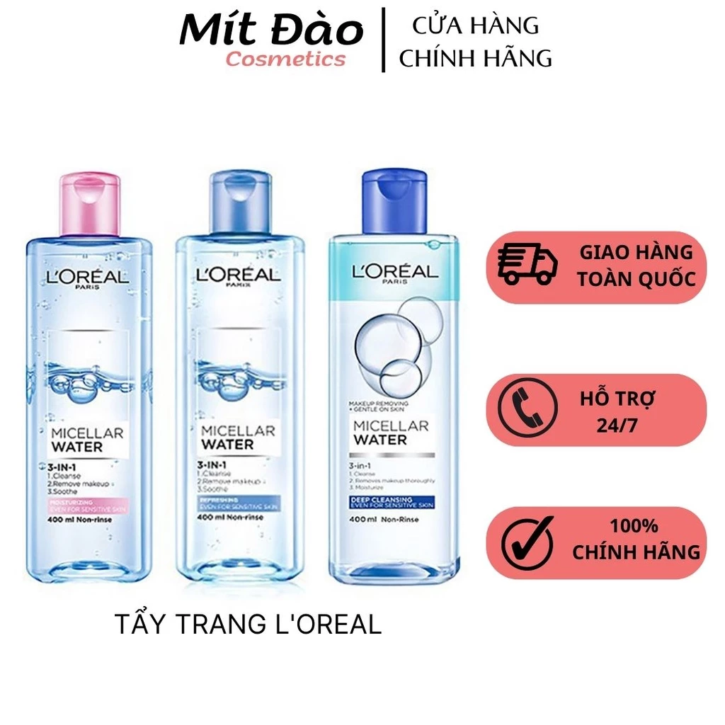 Nước tẩy trang Loreal - L'Oreal Paris 3-in-1 Micellar Water 400ml