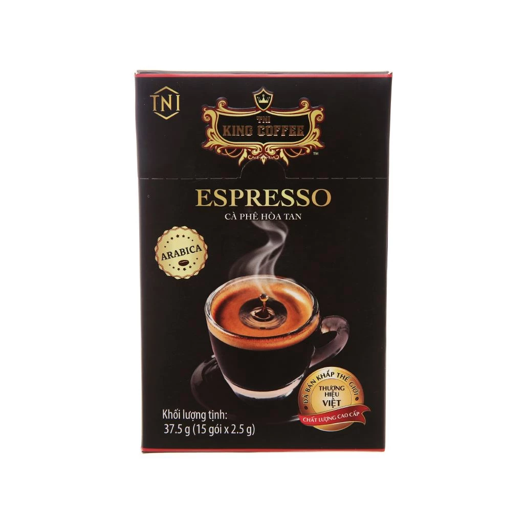 [Combo 2 hộp] Cà Phê Đen Hòa Tan Espresso KING COFFEE - Hộp 15 gói x 2.5g