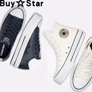 Giày Thể Thao CONVERSE Vải canvas Phối Da Cổ Cao Thấp Thời Trang Cho Nữ