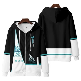 Áo Khoác Hoodie Tay Dài Dáng Rộng Có Khóa Kéo In Hình Genshin Va Chạm Xiao 3D Thời Trang Unisex 2022