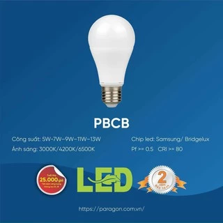 Bóng đèn led trụ tròn Paragon 5W, 7W, 9W, 11W, 13W; E27