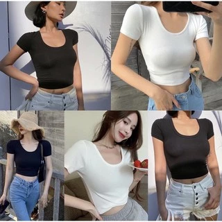 (Hàng có sẵn ) Áo croptop cổ tròn 69k/áo (Viền dày mẫu mới)ầ