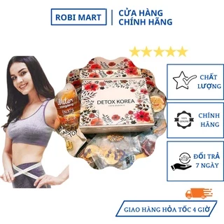 Trà hoa quả sấy khô DETOX KOREA Robimart – Set 30 gói, full hộp, tặng bình nhựa 1L, túi vải