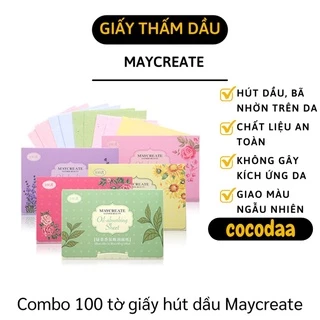 Giấy Thấm Dầu - Combo 100 Tờ Giấy Thấm Dầu Da Mặt Maycreate An Toàn 8020 [FREESHIP]