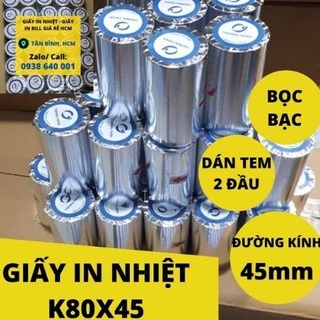 (100 cuộn) Giấy In Bill K80 x45 (80mm) Mực đen Cho máy in bill, máy tính tiền