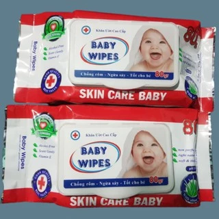 combo 12 gói khăn ướt  baby wipes 80gr hương trà xanh