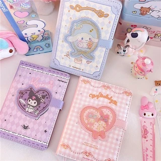 SANRIO Sổ Tay Khổ A6 Bìa Da PU Mềm Có Nút Nam Châm Tiện Lợi