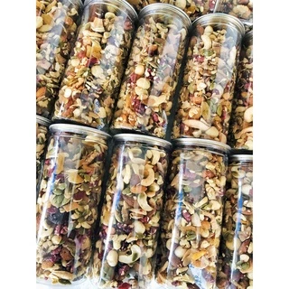 Granola Siêu Hạt Mix 12 Loại Hạt Macca,óc chó đỏ/óc chó vàng/hạnh nhân/1% YẾN MẠCH , Ngũ Cốc Giảm Cân(500g)