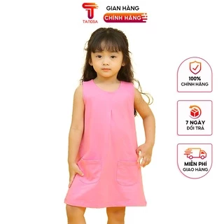 Váy suông bé gái TANOSA cotton sát nách màu trơn 1-5 tuổi