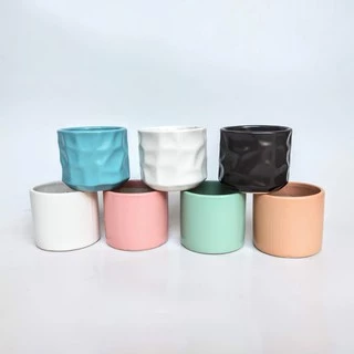 Chậu sứ men lạnh 8 cm. Chậu sứ trụ men lạnh siêu xinh, phù hợp trồng sen đá, xương rồng, cẩm nhung, cây mini