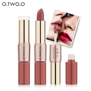 O.TWO.O 2 in 1 12 Colors Lipstick Easy to Wear Long-lasting Matte Lipstick &Lip Gloss