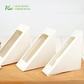 100 HỘP GIẤY SANDWICH loại TAM GIÁC, màu trắng, an toàn vệ sinh thực phẩm, tiện dụng, GIÁ SỈ