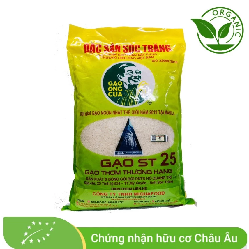 [HÀNG CHÍNH HÃNG] Gạo ST25 bao 5kg Ông Cua chính hiệu có mã QR CODE iCheck - Gạo Ngon Nhất Thế Giới 2019