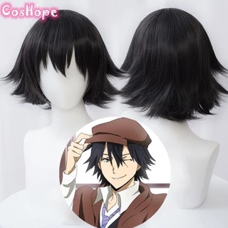 Misscoo Ranpo Edogawa Cosplay Bungou Đi Lạc Chó Ngắn 30cm Màu Xám Đậm Tóc Giả Chịu Nhiệt Tổng Hợp Tóc